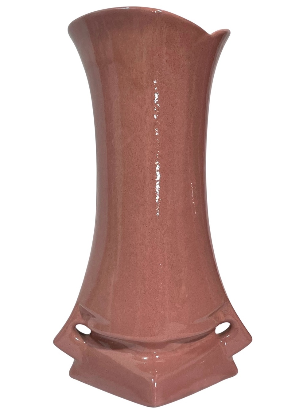 Vintage 1940s Zanesville Stoneware Floral Vase American Arts & Crafts Pottery
